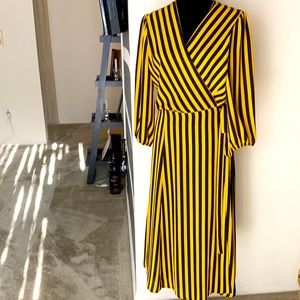 The Bumblebee Striped wrap dress